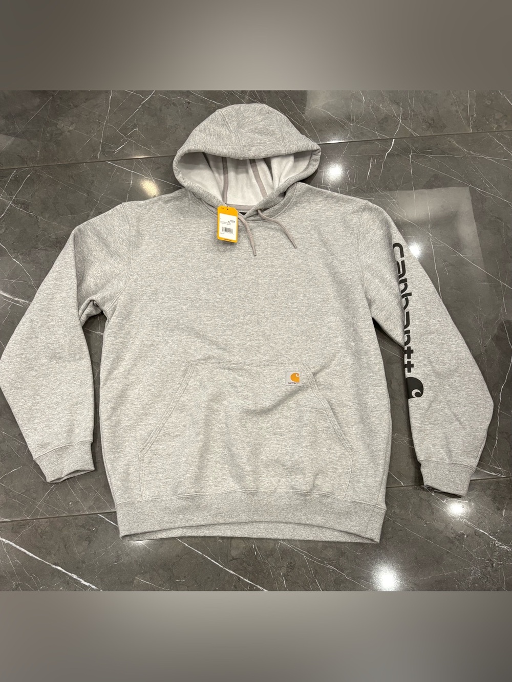 NWT Carhartt Loose Fit Logo Sleeve Midweight Hoodie Grey Large Brand New